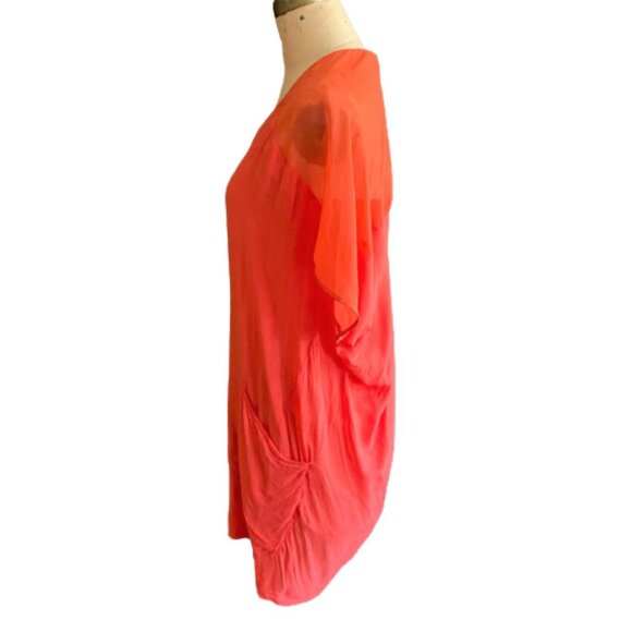 Helmut Lang Oasis Draped Voile Chiffon Dress in Anemone (Orange) - Picture 4 of 16